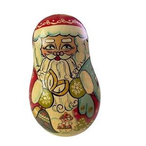 Christmas Santa paper mache Roly Poly with bell inside, old.